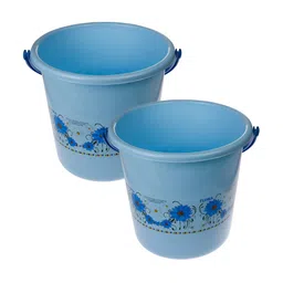 Kuber Industries Blue 2 Pieces Floral Printed Unbreakable Bucket-image-25