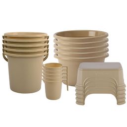 Kuber Industries Beige 20 Pieces Matte Bath Accessories Set-28