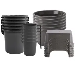 Kuber Industries Grey 24 Pieces Matte Bath Accessories Set-image-35