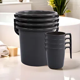 Kuber Industries Grey 8 Pieces Matte Bath Accessories Set-95