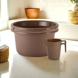 Kuber Industries Brown 4 Pieces Matte Bath Accessories Set-image-22