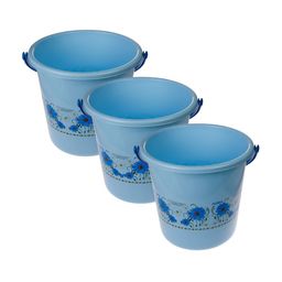 Kuber Industries Blue 3 Pieces Floral Printed Unbreakable Bucket-image-42