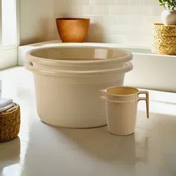 Kuber Industries Beige 4 Pieces Matte Bath Accessories Set-image-37