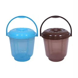 Kuber Industries Blue & Brown 2 Pieces Unbreakable Bathroom Buckets 13 L Each-46