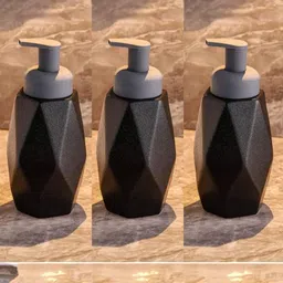 UMAI Black & Grey  3 Pieces Textured Ceramic Soap Dispenser 400 ml Each-image-35
