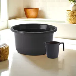 Kuber Industries Grey 2 Pieces Matte Bath Accessories Set-72