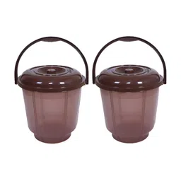 Kuber Industries Brown 2 Pieces Unbreakable Bathroom Bucketes 13 L Each-47