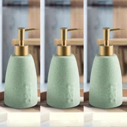 UMAI Green and GoldToned 3 Pieces Liquid Soap Dispenser 320 ml-image-0