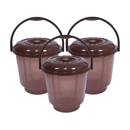 Kuber Industries Brown 3 Pieces Unbreakable Bathroom Bucket 13 L Each-46