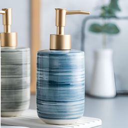 UMAI Blue Striped Ceramic Soap Dispenser 350ml-image-50