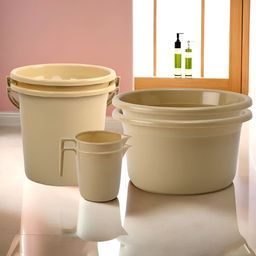 Kuber Industries Beige 6 Pieces Matte Bath Accessories Set-30