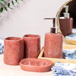 MARKET99 Red 4 Pieces Ceramic Bathroom Accessories-image-62
