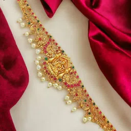 FEMMIBELLA Gold Plated Temple Laxmi Waist Chain Saree Accessories-73