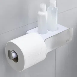 Joseph Joseph EasyStore Wall-Mounted Toilet Paper Roll Holder with Shelf and Drawer image 4