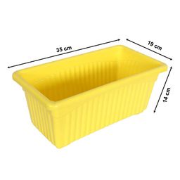 Kuber Industries Set Of 2 Yellow Rectangular Plastic Planters image 2