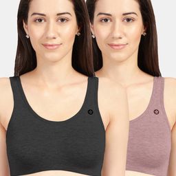 Sonari Black & Pink Set of 2 Solid Non-Padded Cami Bra-picture-13