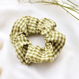 BEWITCHED Women Green & White Plaid Scrunchie-13