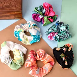 Silvermerc Designs Women Multicoloured Set of 6 Printed Ponytail Holders-18