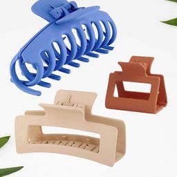 Krelin Women Blue & Cream-Coloured Set of 3 Claw Clip-18