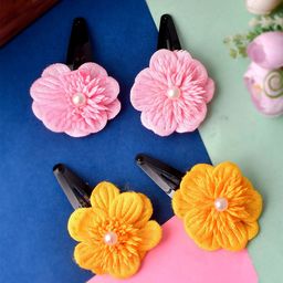 Silvermerc Designs Girls Orange & Pink Set of 2 Beaded Tic Tac Hair Clip-6