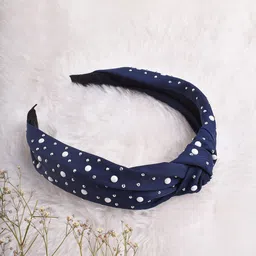 JOKER & WITCH Women Blue & White Pearl Studded Hairband-image-41