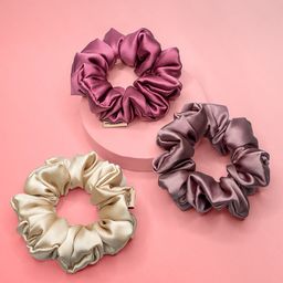HAIR DRAMA COMPANY Women Purple & Cream-Coloured Set of 3 Solid Ponytail Holders-image-91