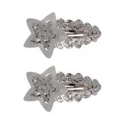 Aye Candy Girls Silver-Toned Set of 2 Embellished Star Tic Tac Hair Clip-0