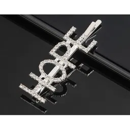 Arendelle Girls Silver-Toned Embellished HOPE Hairpin-6