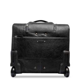 Hidesign Black Solid Leather Overnighter Trolley Bag-30