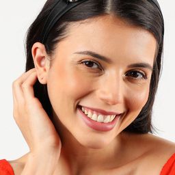 SOHI Women Black & Gold-Toned Embellished Hairband image 5