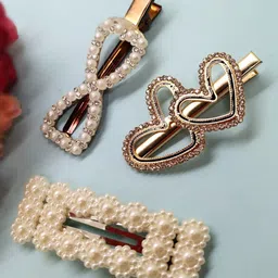 FEMMIBELLA Women Set Of 3 Beaded Hair Accessory Set-image-92