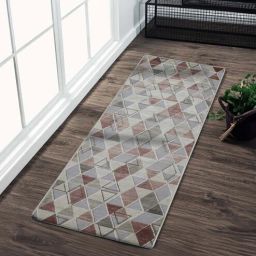 obsessions Cream and Red Geometric 2x3 Feet Machine Made Runner-picture-8