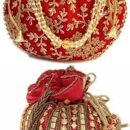 Girls Red, Gold, Red Potli-image-3