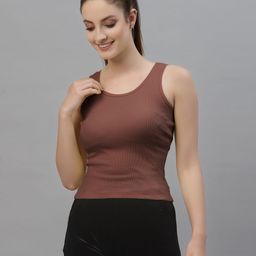 friskers Casual Sleeveless Solid Women Brown Top-picture-13