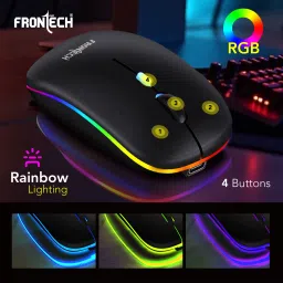 Frontech RGB Wireless Mouse – 2.4GHz/Bluetooth, 1600 DPI, Rechargeable Wireless Ambidextrous Optical Mouse with Bluetooth image 5