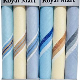HouseOfCommon 6 Piece color 15 Inch Complete Handkerchief Men's Cotton Striped Handkerchief ["Multicolor"] Handkerchief-image-53