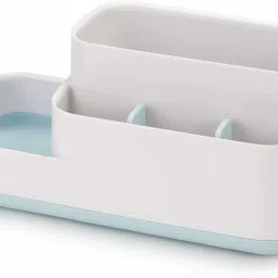 Bathroom Caddy Washbasin Storage Organizer Holder for Toothbrush, Hand Wash, Moisturizer, Cosmetics, Scissors, Shaving Kit, Razor,Makeup Essential-5 Sections Plastic Wall Shelf-2
