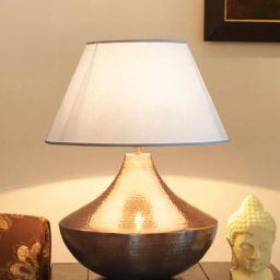 kapoor lampshades Matera White Cotton Shade Night Lamp With Mild Steel Base-picture-17