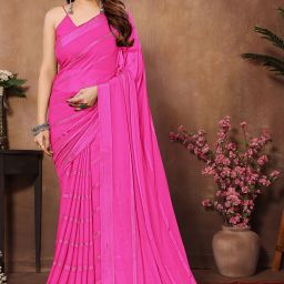 Embellished, Striped, Self Design Bollywood Satin Saree-image-104