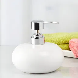 Kookee White Abstract Ceramic Soap Dispenser image 1