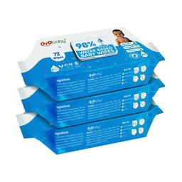 OyO Baby Set of 3 Water Based Baby Wipes with Aloe Vera - 72 Wipes Per Pack-14