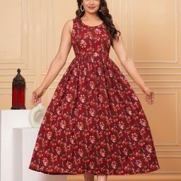 Printed Crepe Stitched Flared/A-line Gown-image-41