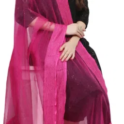 Georgette, Organza Solid Pink Women Dupatta-picture-0