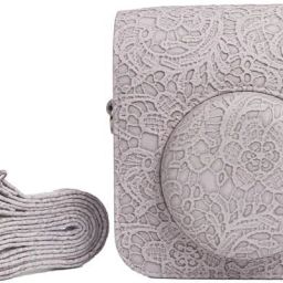 Zikkon Instax Mini 12 Protective Embossed Purple Lace PU Leather Carrying Camera Bag-picture-18