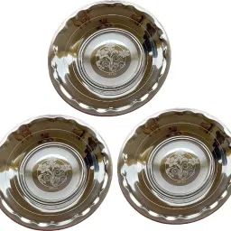 Stainless Steel Three Medium Size Dinner Plate Serving Set-22
