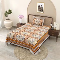 210 TC Cotton Single Jaipuri Prints Flat Bedsheet-image-13