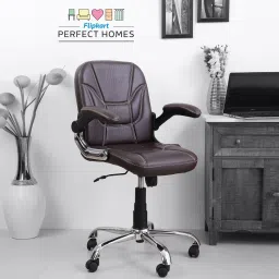 Medium Back Revolving Chair with Ergonomic Design and Lumbar Support Leatherette Office Executive Chair-13