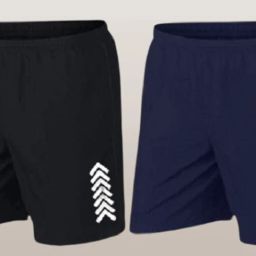 Pack of 2 Solid Men Black, Dark Blue Sports Shorts-image-93