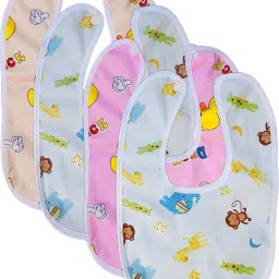 Baby Button Bibs Apron for Feeding and Drooling Cute Animated Print with Tich Button Double Layered Waterproof (Pack of 4)-3