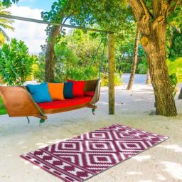 sapana carpet-mats Purple Geometrical Polyproylene 4 ft x 6 ft Machine Made Picnic Mat-picture-31